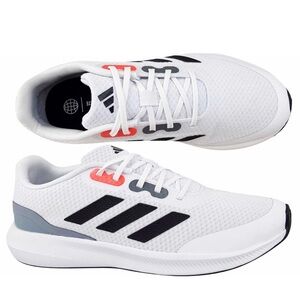 adidas White Black Athletic Running Shoes with Gray and Coral Accents